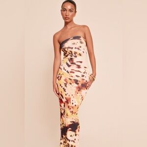 NWT PLT Yellow abstract printed onion skin maxi dress